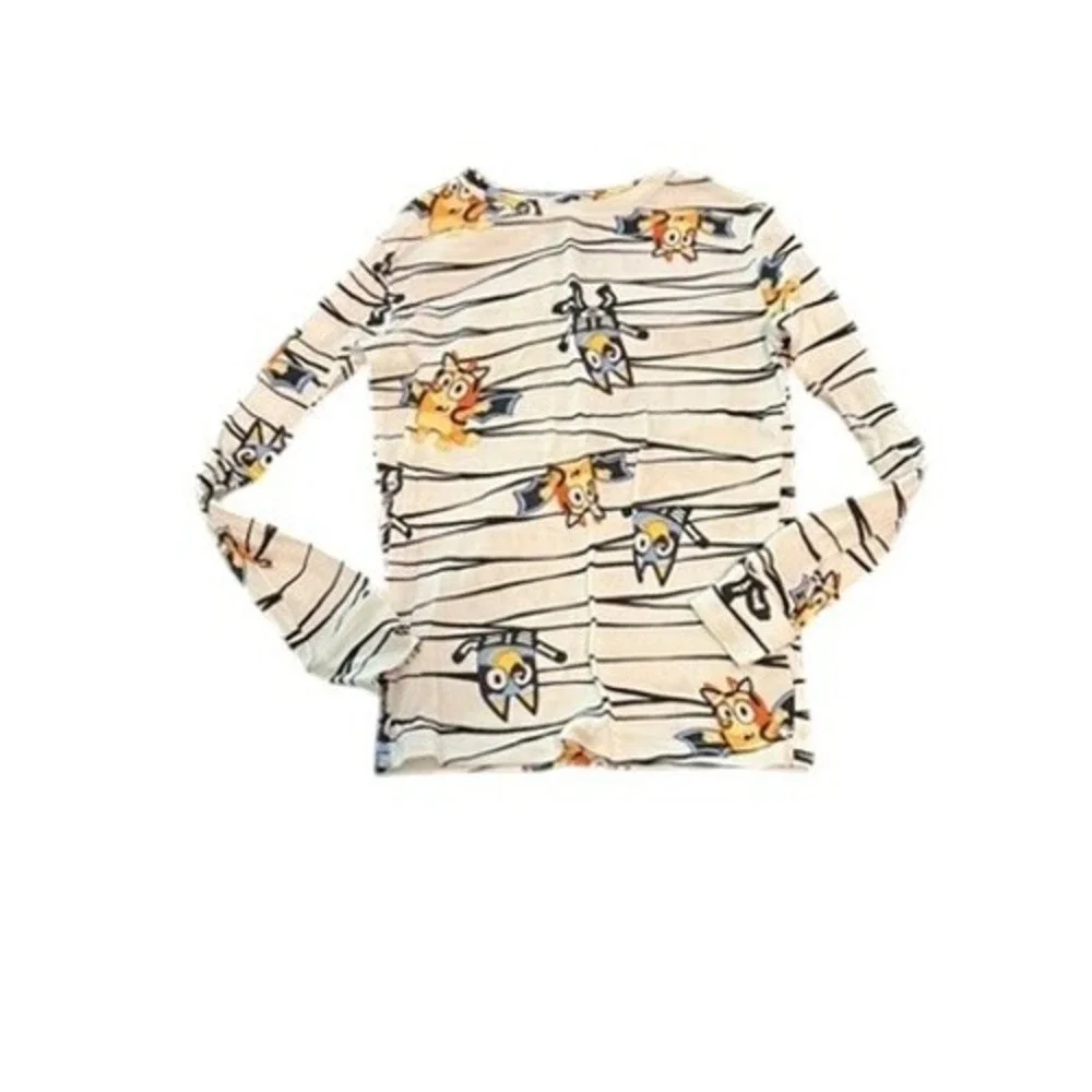 Bluey‎ Halloween Pajamas Set Kids Size 10 Cotton Bat Skeleton Bingo White Stripe